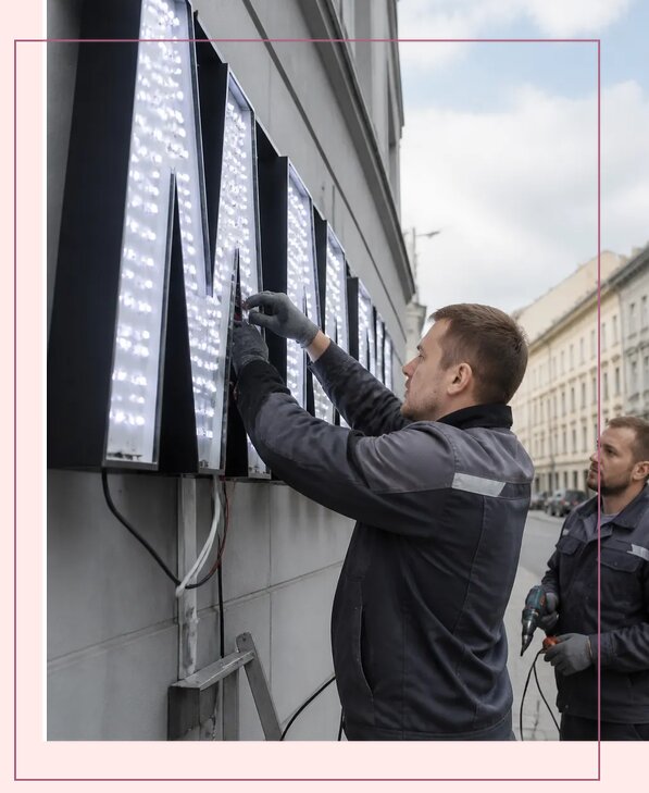 Изготовление и монтаж светодиодных LED вывесок в Выборге